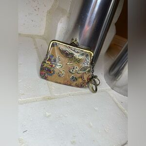 Patricia Nash Borse floral Leather Coin Purse Keychain Wallet